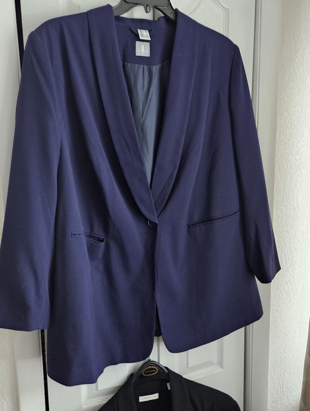 Women's Navy Shawl Lapel Blazer - Classic Tailored Style 22